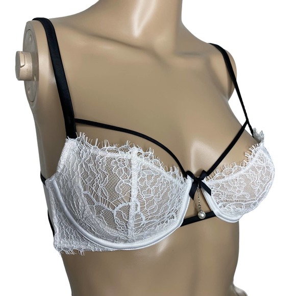 Victoria's Secret Dream Angels Wicked Unlined Lace Balconette Bra Push-up, 34B - Picture 2 of 6